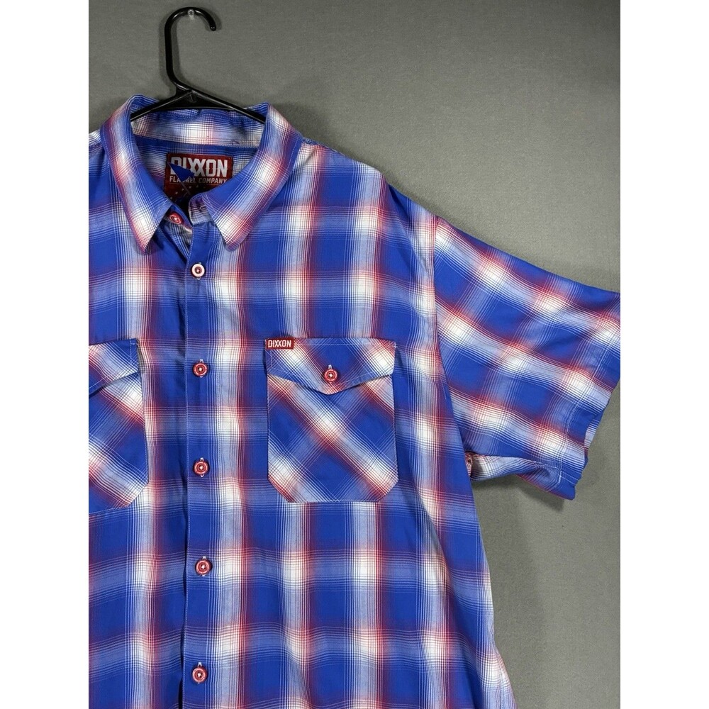 Dixxon Flannel Company Glory Shirt 2X Blue Red Plaid Bamboo Short Sleeve Men
